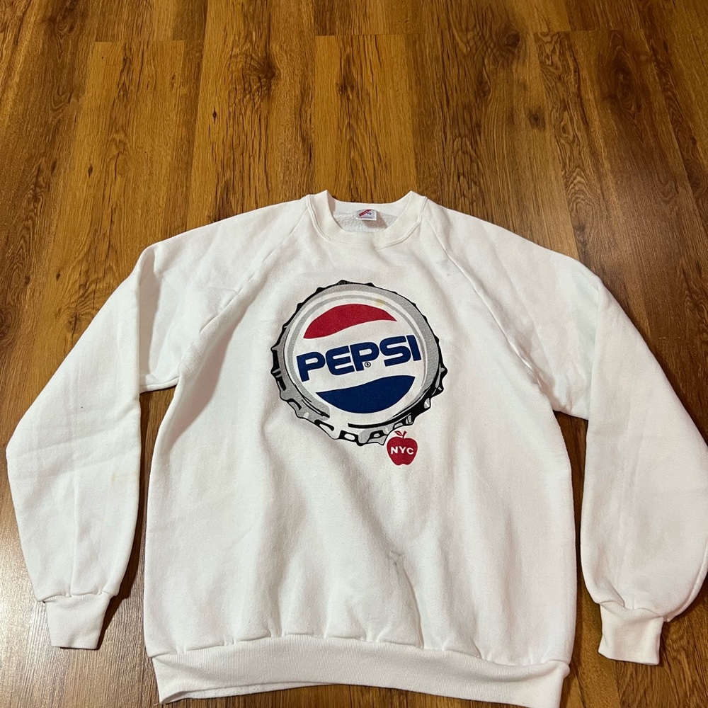 Vintage 80s Pepsi NYC White crewneck Sweatshirt size large